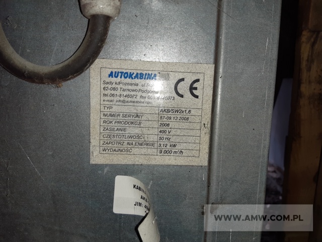 Kabina lakiernicza AKB-SW 2x1,6 